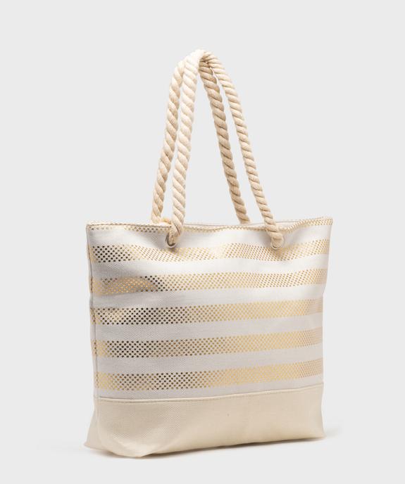 Sac cabas zippé à anses en corde femme vue2 - GEMO (ACCESS) - GEMO