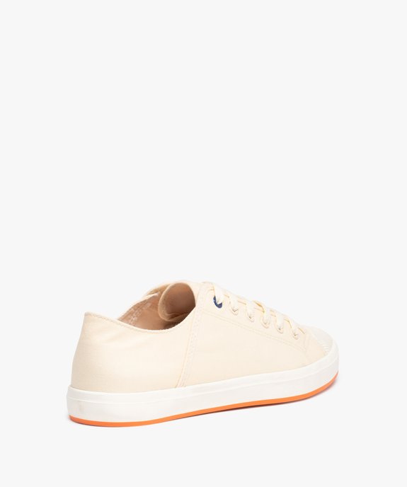 Baskets homme en toile unie à lacets et bout renforcé  vue4 - GEMO 4G HOMME - GEMO