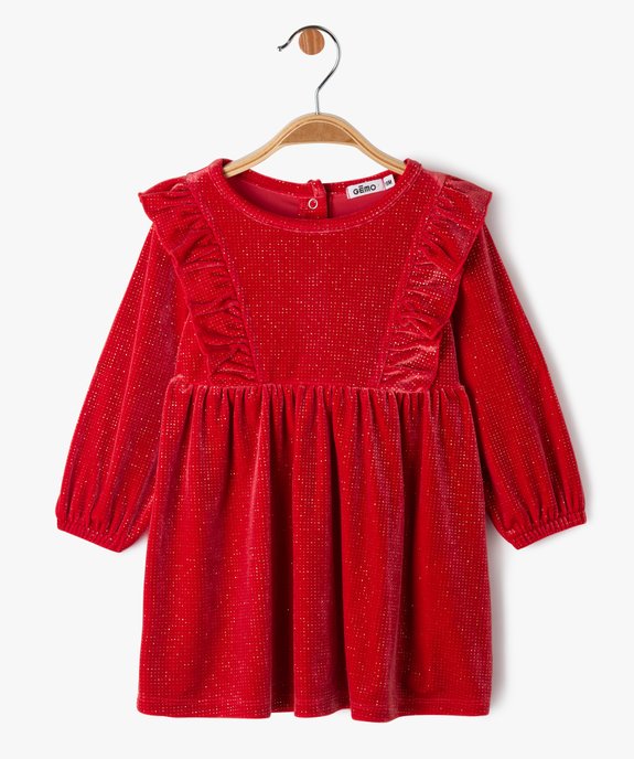 Robe à manches longues en velours pailleté bébé fille vue2 - GEMO(BEBE DEBT) - GEMO