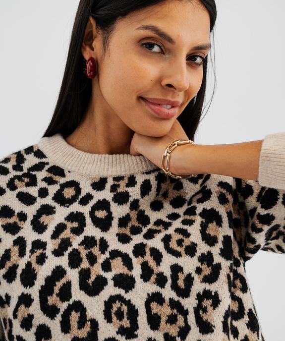 Pull à motif léopard femme vue2 - GEMO(FEMME PAP) - GEMO