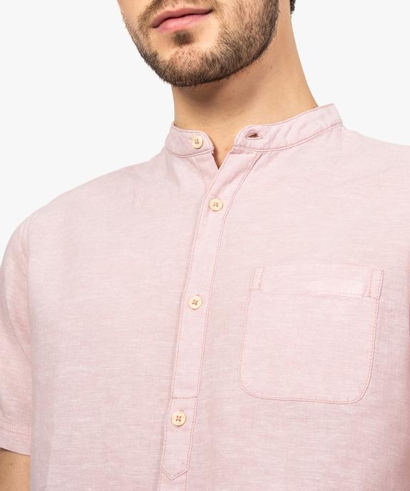 Chemise homme en lin à manches courtes et col mao vue2 - GEMO (HOMME) - GEMO