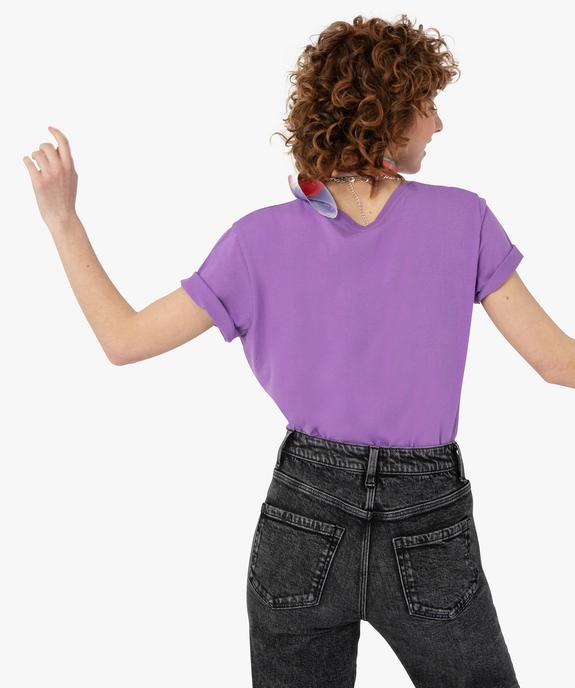 Tee-shirt femme à manches courtes avec col rond vue3 - GEMO(FEMME PAP) - GEMO