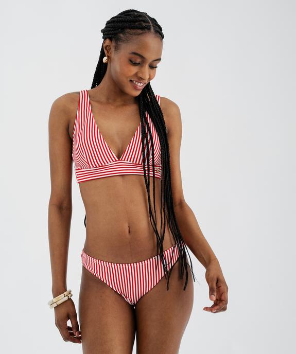 Haut de maillot de bain rayé forme triangle avec mousses amovibles femme - LuluCastagnette vue5 - LULUCASTAGNETTE - GEMO