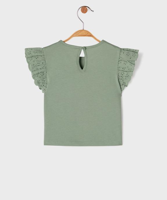 Tee-shirt manches courtes volantées en broderie bébé fille vue3 - GEMO(BEBE DEBT) - GEMO