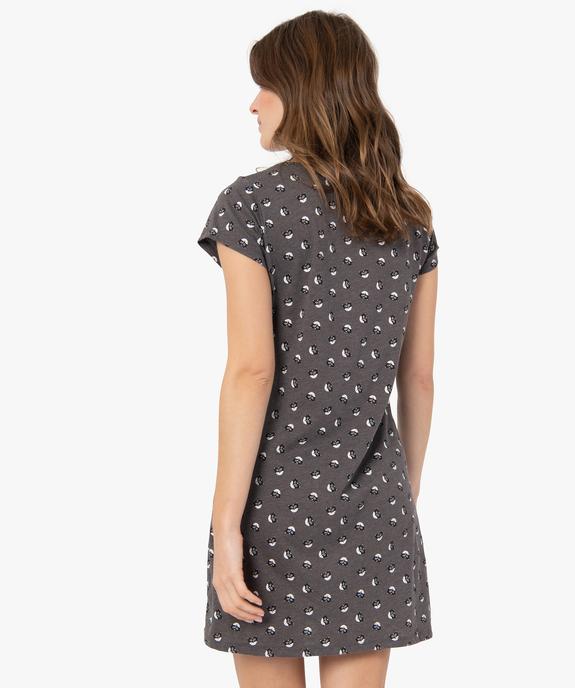 Chemise de nuit imprimée à manches courtes femme vue3 - GEMO 4G FEMME - GEMO