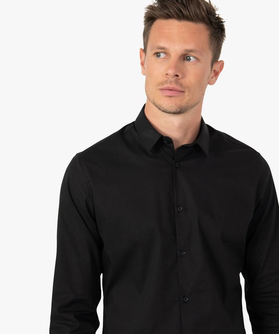 Chemise unie coupe slim en coton stretch homme vue3 - GEMO 4G HOMME - GEMO