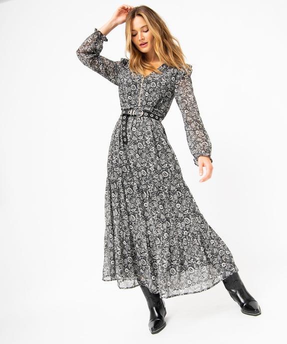 Robe longue à manches longues motif fleuri femme vue1 - GEMO(FEMME PAP) - GEMO
