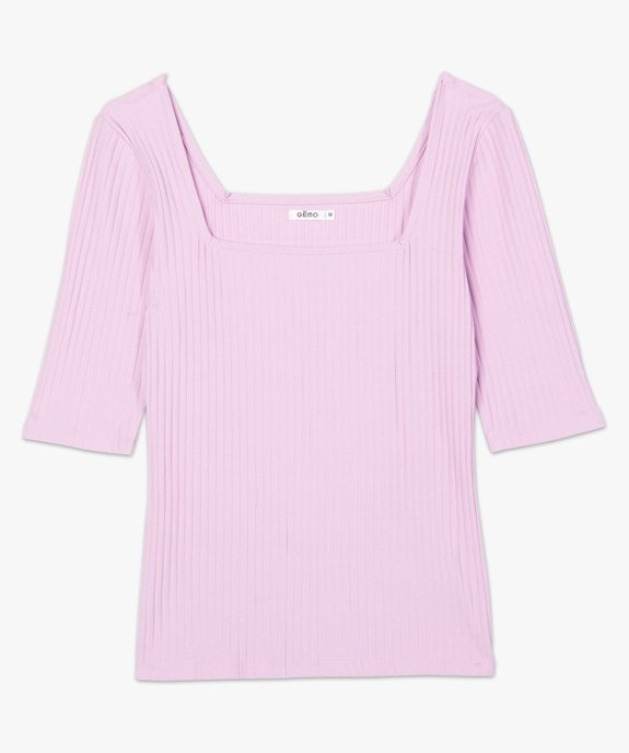 Tee-shirt femme à manches courtes en maille côtelée vue4 - GEMO(FEMME PAP) - GEMO
