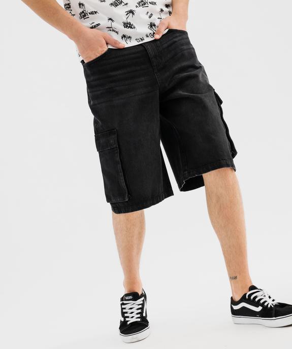 Bermuda en jean coupe cargo ample délavé homme vue1 - GEMO 4G HOMME - GEMO