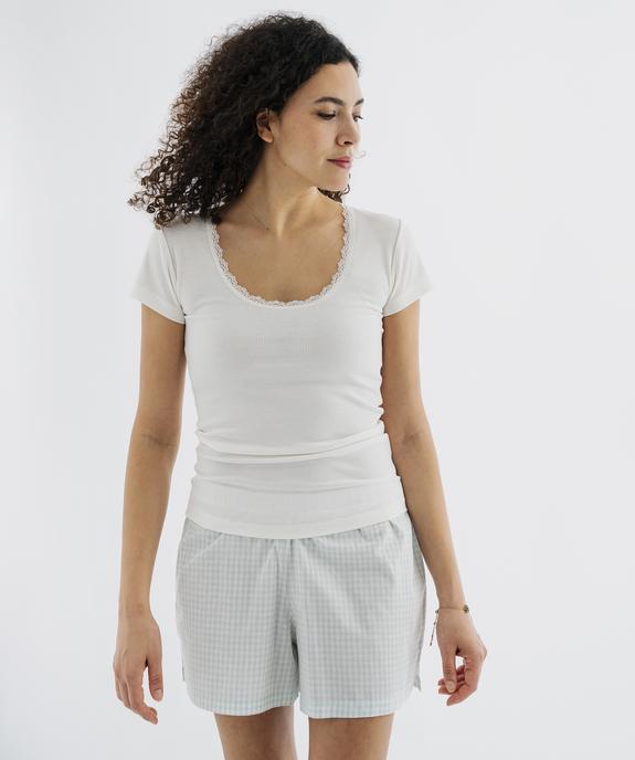 Haut de pyjama en maille côtelée femme vue4 - GEMO 4G FEMME - GEMO