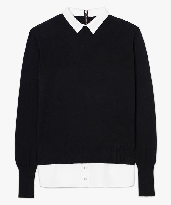 Pull uni avec col et bas de chemise vue4 - GEMO(FEMME PAP) - GEMO