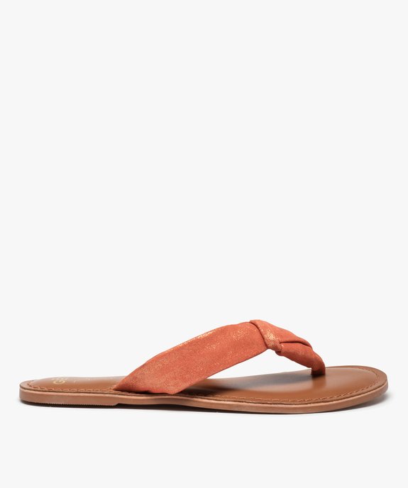 Tongs femme à large bride en cuir finement pailleté vue1 - GEMO (CASUAL) - GEMO