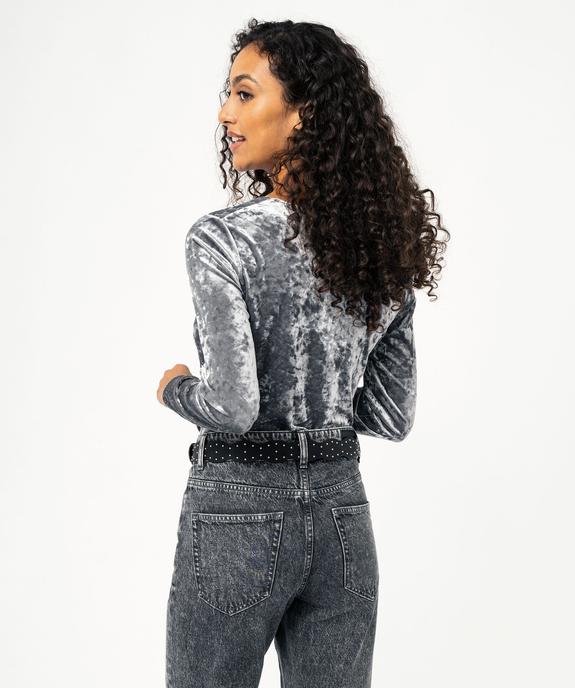 Tee-shirt manches longues en velours col V femme - GEMO(FEMME PAP) Tee-shirt manches longues en velours col V femme vue3 - GEMO(FEMME PAP) - GEMO