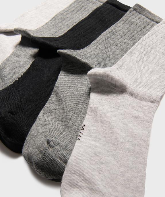 Chaussettes hautes en maille côtelée femme (lot de 5) vue2 - GEMO 4G FEMME - GEMO