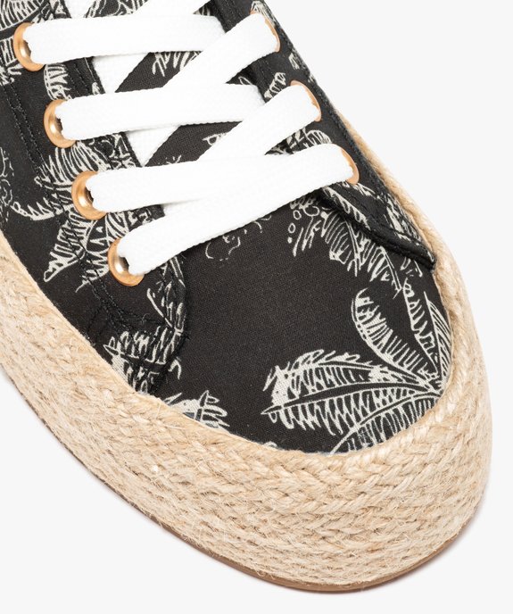 Baskets femme en toile imprimée et semelle cordelette vue7 - GEMO 4G FEMME - GEMO