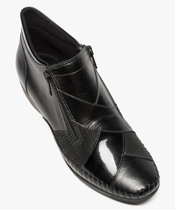 Bottines femme confort à talon compensé et double zip vue5 - GEMO (CONFORT) - GEMO