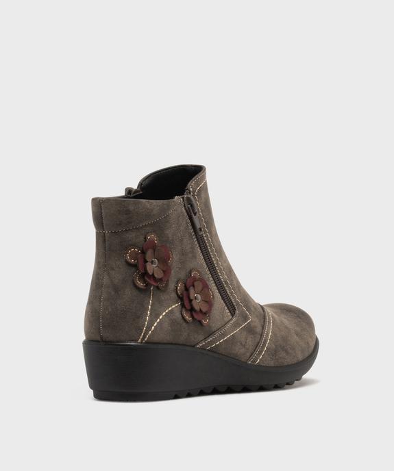 Boots confort à talon compensé avec motifs fleurs femme vue4 - G'FLEX - GEMO