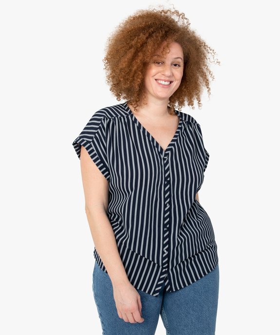 Blouse femme à manches courtes imprimée avec boutons vue1 - GEMO (G TAILLE) - GEMO
