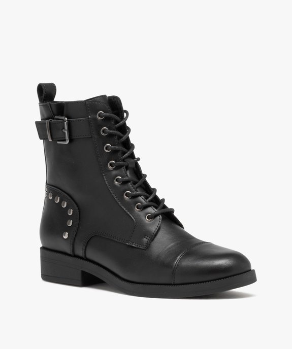 Boots femme unies style rock fermeture lacets et zip vue3 - GEMO (CASUAL) - GEMO