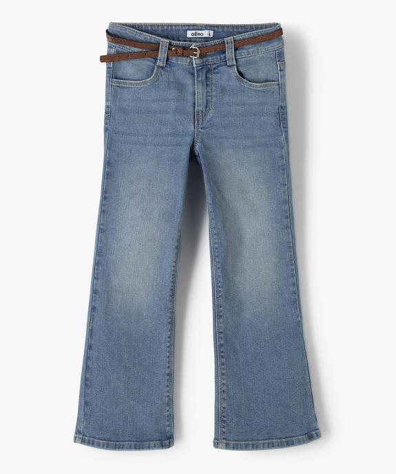 Jean fille coupe bootcut avec ceinture pailletée vue1 - GEMO (ENFANT) - GEMO