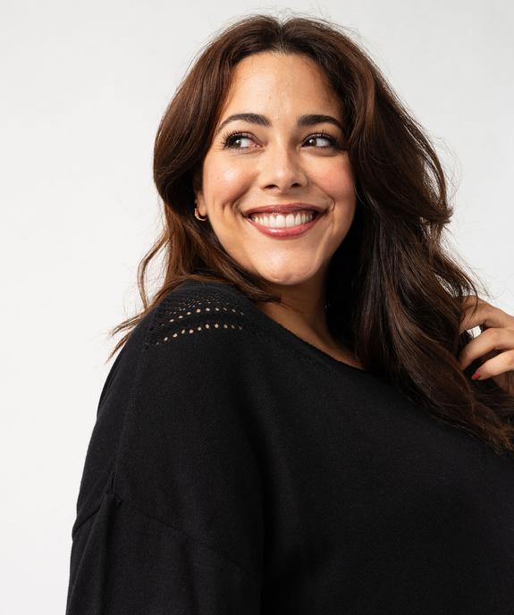 Pull en fine maille à encolure ajourée fantaisie femme grande taille vue2 - GEMO (G TAILLE) - GEMO