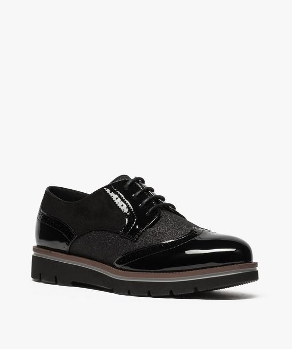 Derbies femme vernis et pailletés vue2 - GEMO (CASUAL) - GEMO