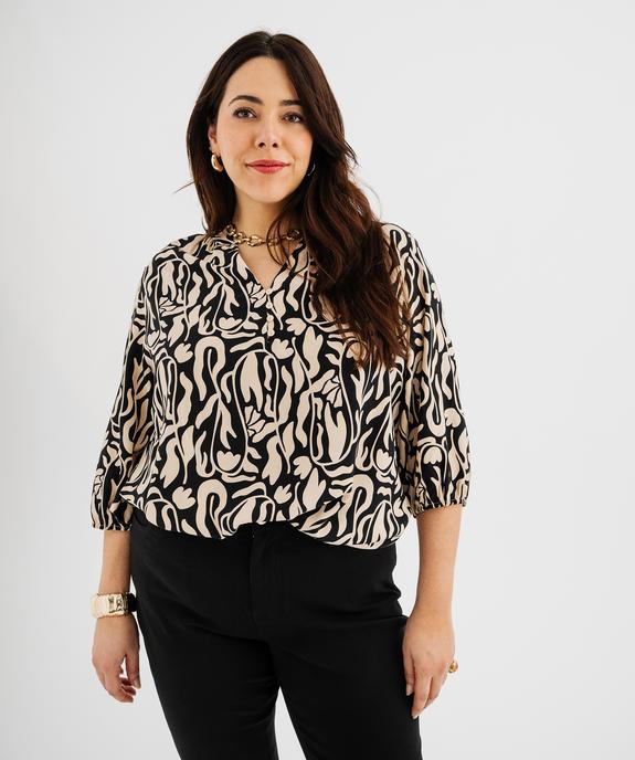 Blouse fluide en viscose avec manches 3/4 femme grande taille vue2 - GEMO 4G GT - GEMO