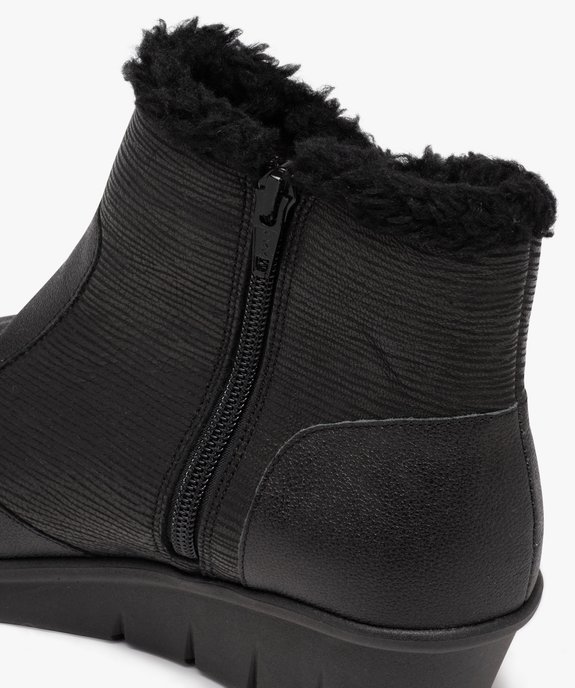 Boots fourrés femme unies à talon compensé et à double zip vue6 - GEMO (CONFORT) - GEMO
