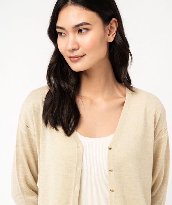 Gilet à col V en maille fine pailleté d'or femme vue2 - GEMO(FEMME PAP) - GEMO