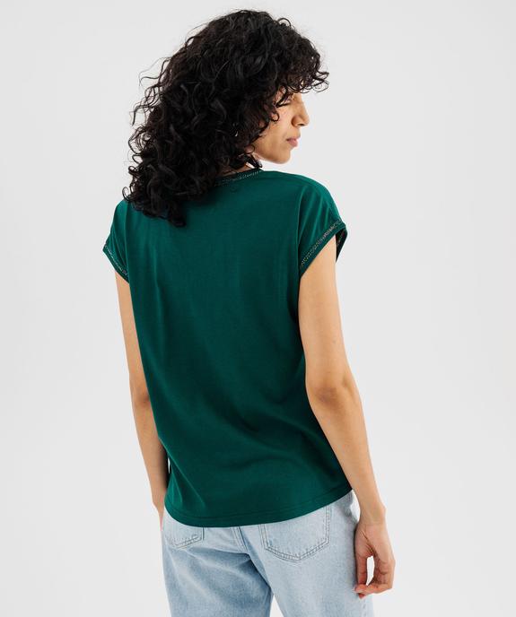 Tee-shirt à manches courtes avec finitions scintillantes femme vue3 - GEMO 4G FEMME - GEMO