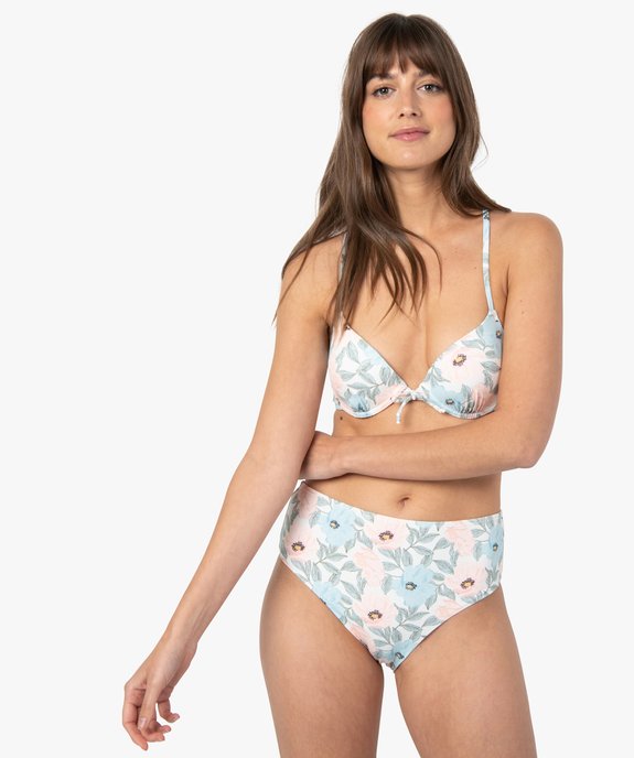 Bas de maillot de bain femme à motifs fleuris taille haute vue3 - GEMO (PLAGE) - GEMO