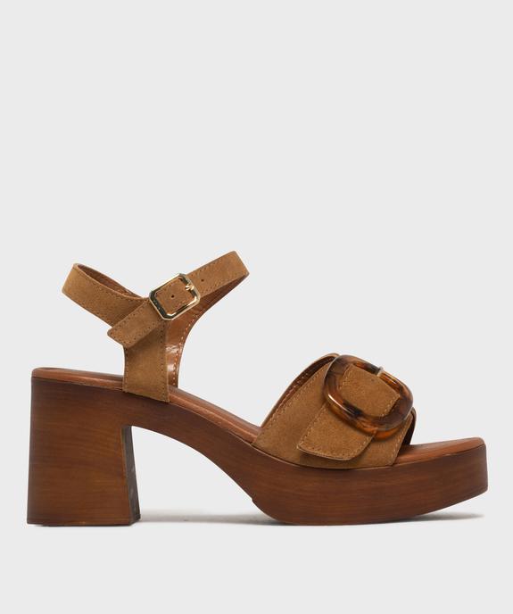 Sandales à talon en cuir suédé femme vue1 - TANEO - GEMO