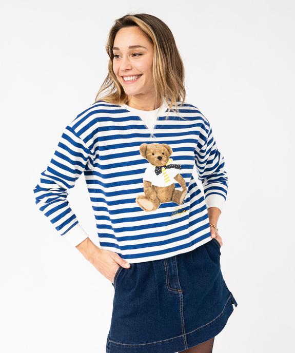 Sweat rayé et imprimé femme - LuluCastagnette vue2 - LULU CASTAGNETT - GEMO