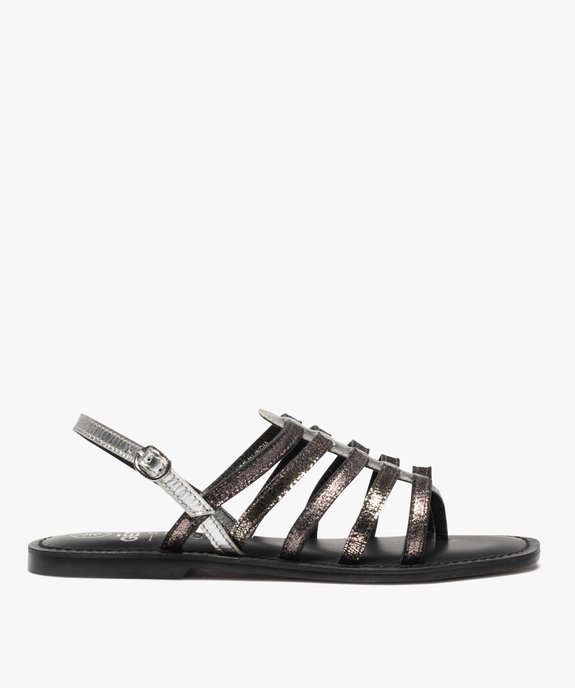 Sandales femme à brides style spartiates dessus cuir brillant vue1 - GEMO (CASUAL) - GEMO