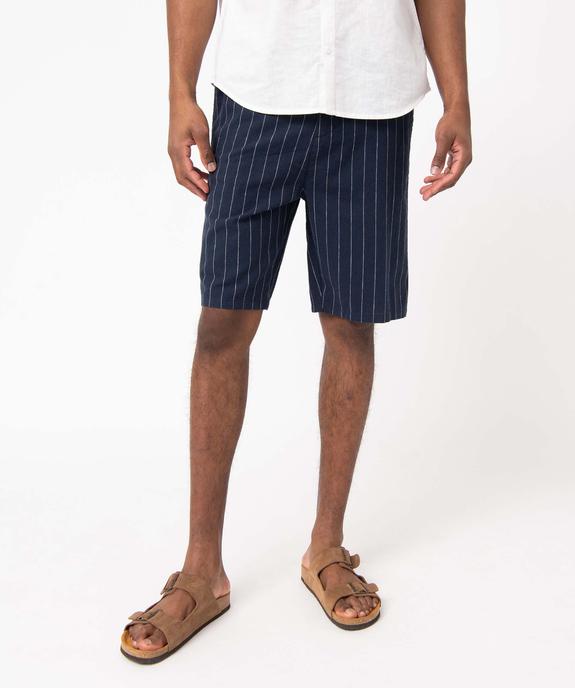 Bermuda homme coupe chino en lin mélangé vue1 - GEMO 4G HOMME - GEMO