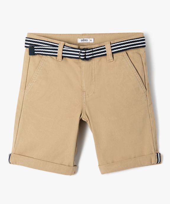 Bermuda en coton avec ceinture bicolore garçon vue1 - GEMO 4G GARCON - GEMO