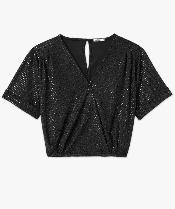 Tee-shirt femme à manches courtes à paillettes vue4 - GEMO(FEMME PAP) - GEMO