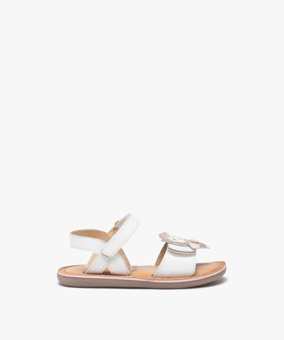 Sandales bébé fille en cuir métallisé à scratch avec hibou fantaisie - MOD8 vue1 - MOD8 - GEMO