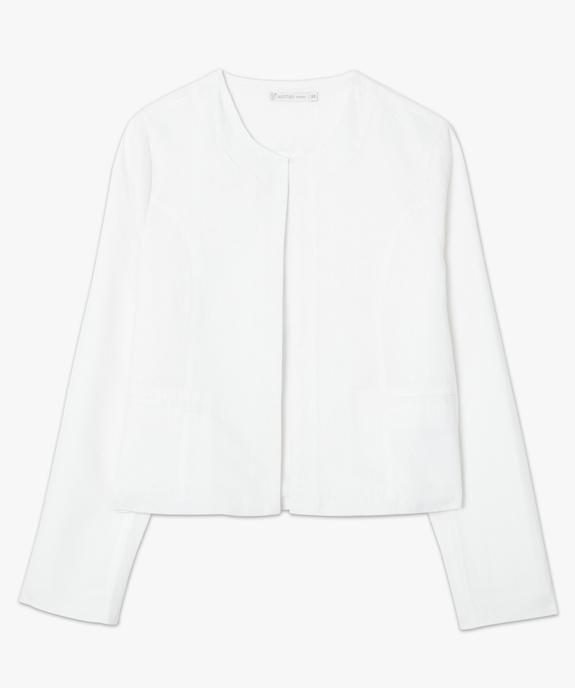 Veste en lin à col rond  vue4 - GEMO(FEMME PAP) - GEMO