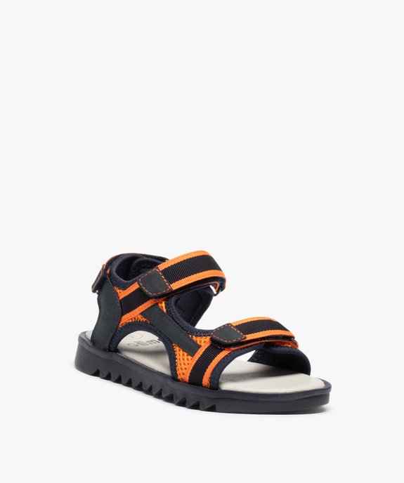 Sandales sport garçon à semelle crantée et détails fluo vue2 - GEMO 4G GARCON - GEMO