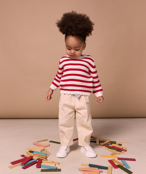Pull rayé en maille ajourée bébé fille - LuluCastagnette vue6 - LULUCASTAGNETTE - GEMO