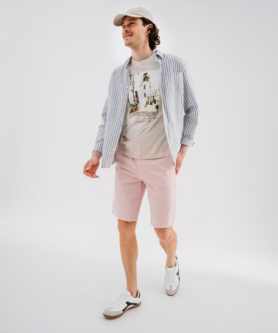 Tee-shirt manches courtes en jersey de coton imprimé homme vue5 - GEMO 4G HOMME - GEMO