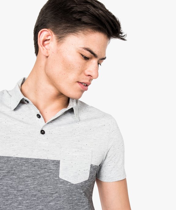 Polo manches courtes multi-matières vue2 - GEMO (HOMME) - GEMO