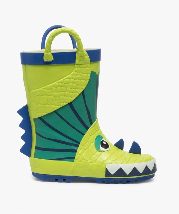 Bottes de pluie garçon à anses motif dinosaure en relief vue1 - BUGGY - GEMO