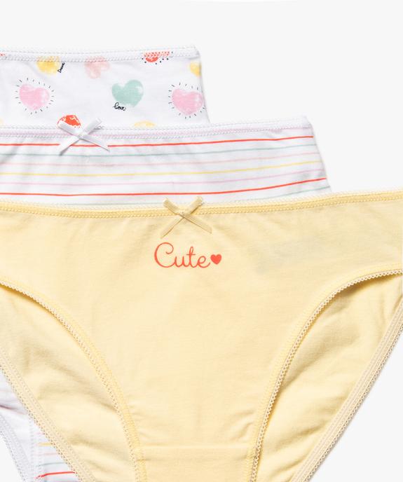 Culottes à motifs girly fille (lot de 3) vue2 - GEMO 4G FILLE - GEMO