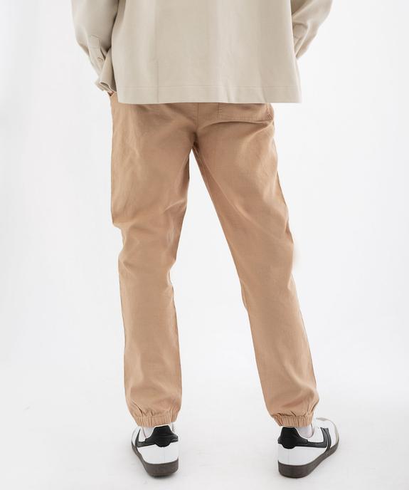Pantalon en coton et lin à coupe jogger homme vue3 - GEMO (HOMME) - GEMO
