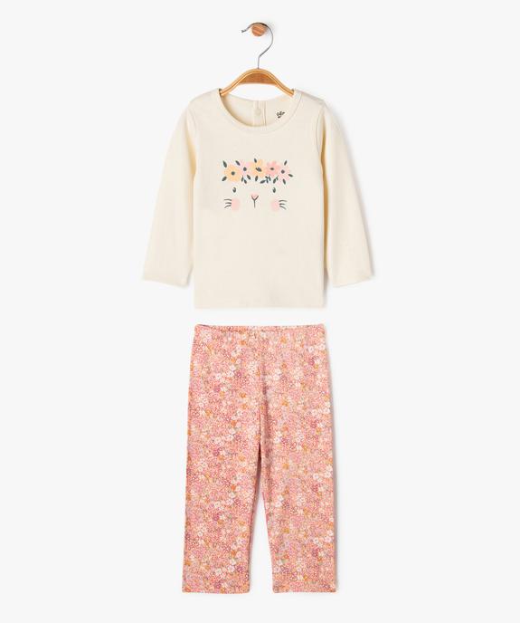 Pyjama 2 pièces en coton à motifs fleuris bébé fille vue2 - GEMO 4G BEBE - GEMO