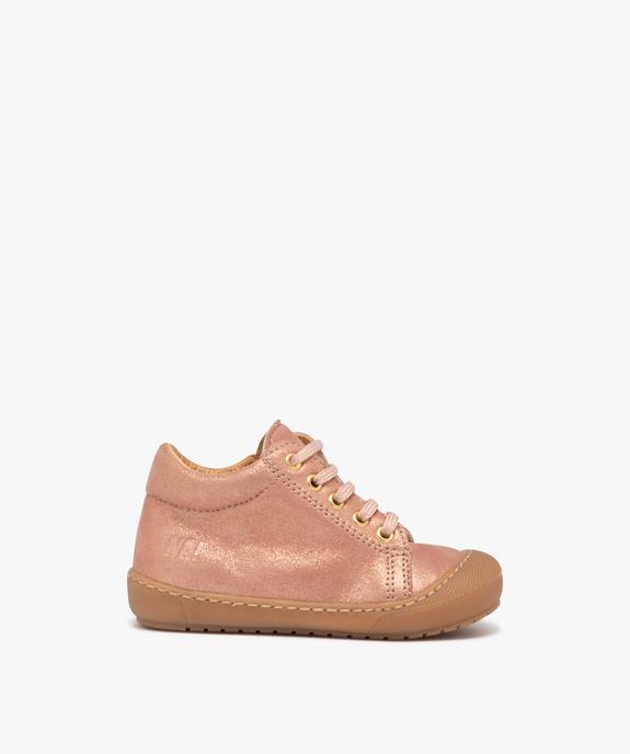 Chaussure premiers pas bébé fille en cuir uni à paillettes - NA! vue1 - NA! - GEMO
