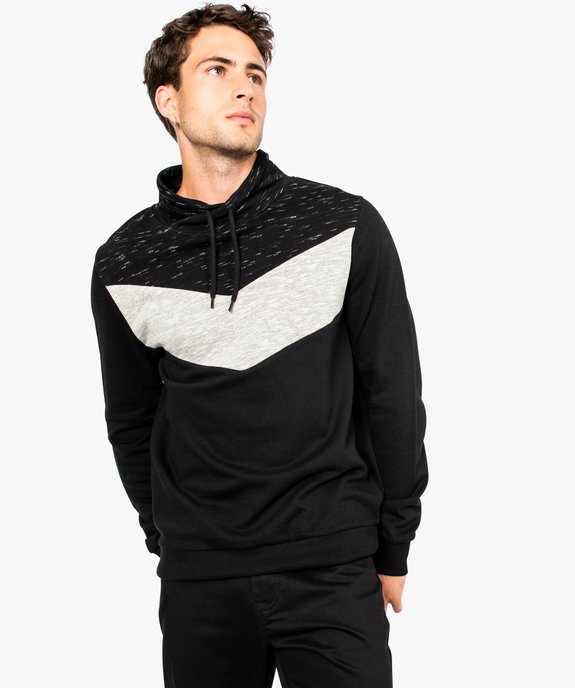 Sweat à col châle avec motifs chevrons vue1 - GEMO (HOMME) - GEMO