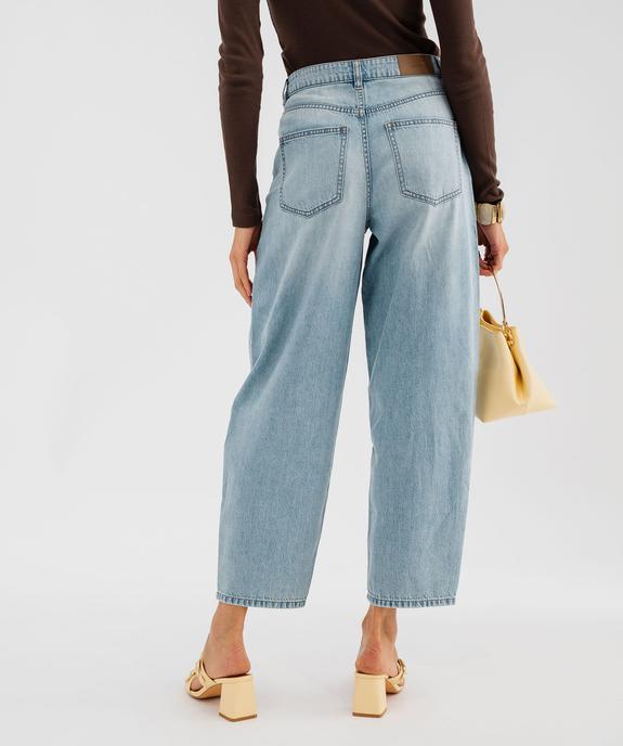 Jean barrel taille haute en denim délavé femme vue3 - GEMO 4G FEMME - GEMO